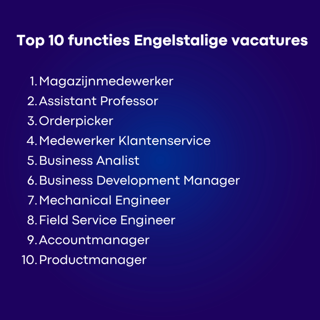 Top 10 functies Engelstalige vacatures